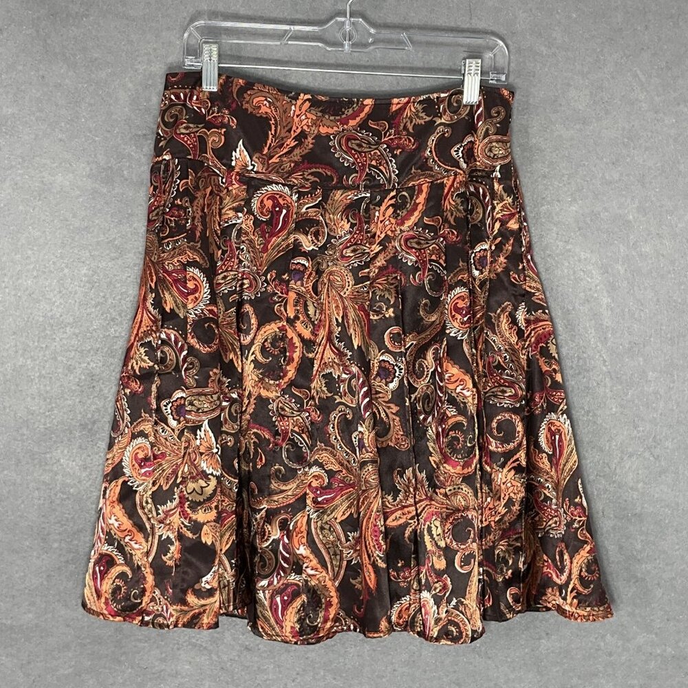 Worthington Skirt Women Sz 10 Paisley Floral Pleated Lined Flowy Zipper Y2K Boho